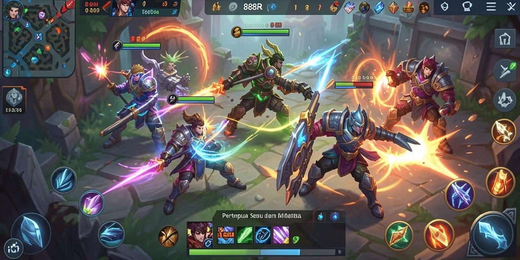 Gameplay seru dan menegangkan dalam 888R, game MOBA yang wajib dicoba.
