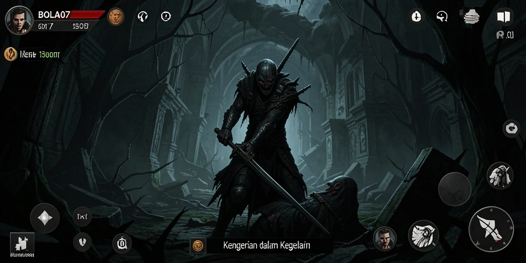 Screenshot BOLA07 menampilkan adegan menegangkan dalam suasana kegelapan.