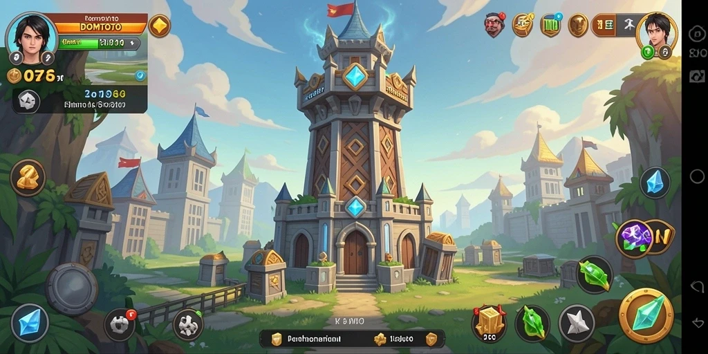 Screenshot menunjukkan gameplay menara pertahanan yang intens dan strategi yang mendalam.