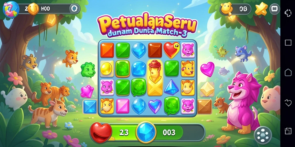 Cuplikan gameplay H03 dengan tantangan seru Match-3.