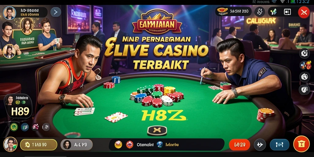 Screenshot H89 menampilkan dealer langsung yang sedang bermain dengan pemain.
