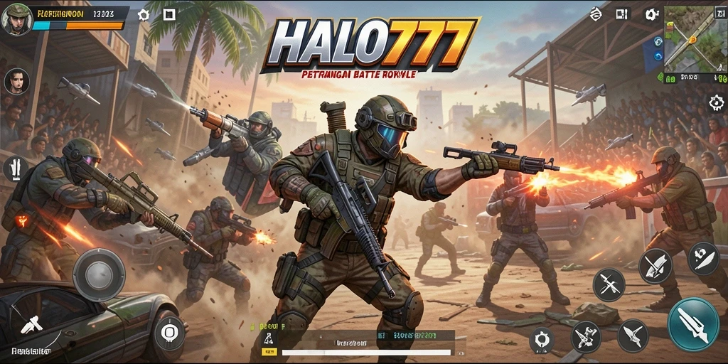 Screenshot HALO777 menampilkan aksi mendebarkan dalam pertarungan Battle Royale.