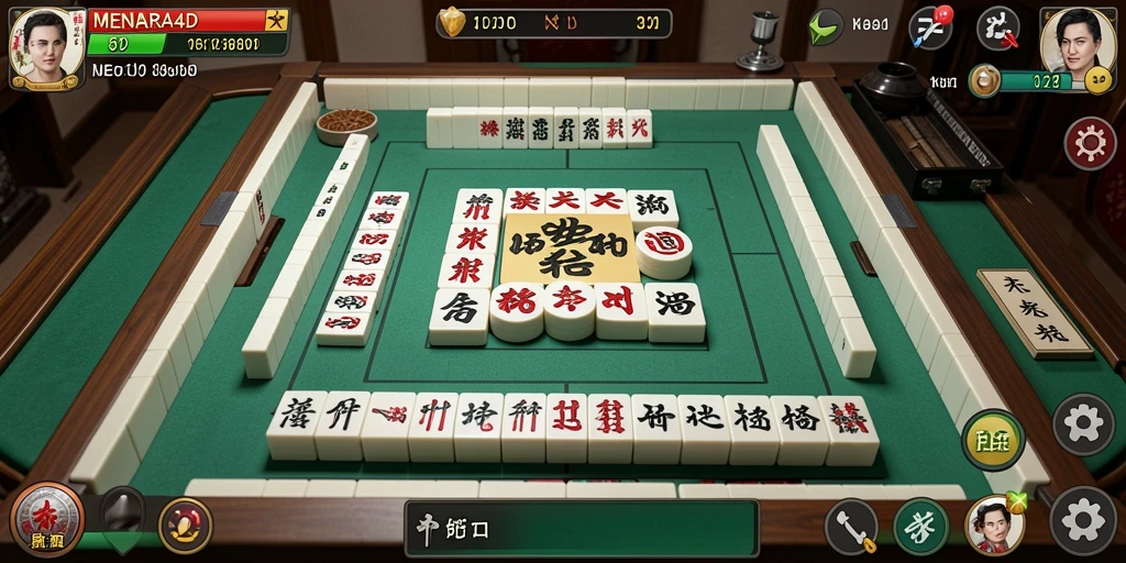 Tampilan gameplay MENARA4D dengan ubin Mahjong yang menawan.