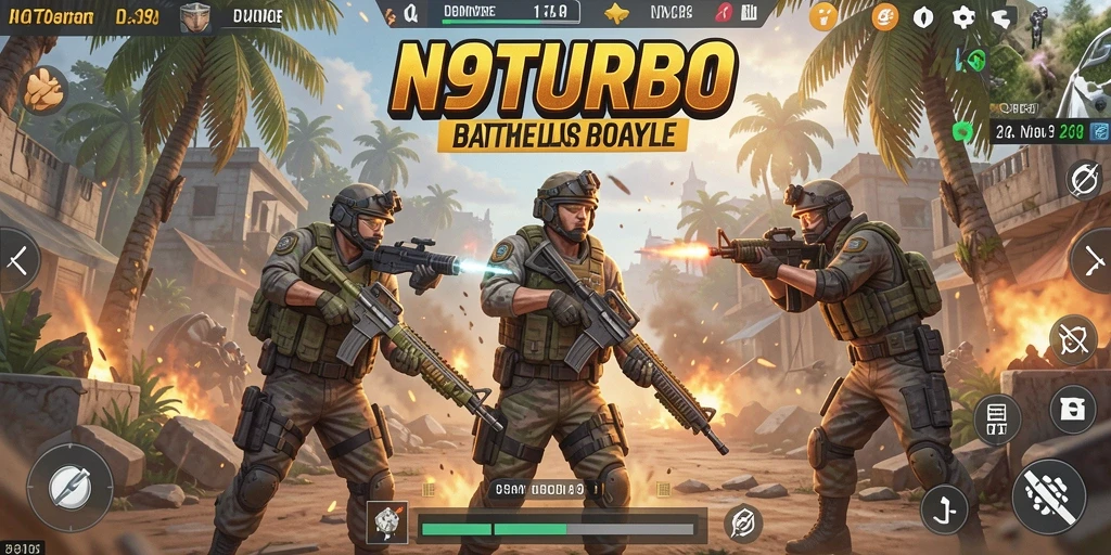 Tampilan gameplay N9TURBO dengan aksi Battle Royale yang mengasyikkan.