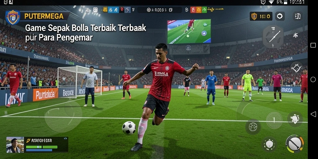 Screenshot gameplay PUTERMEGA menghadirkan aksi sepak bola yang seru.