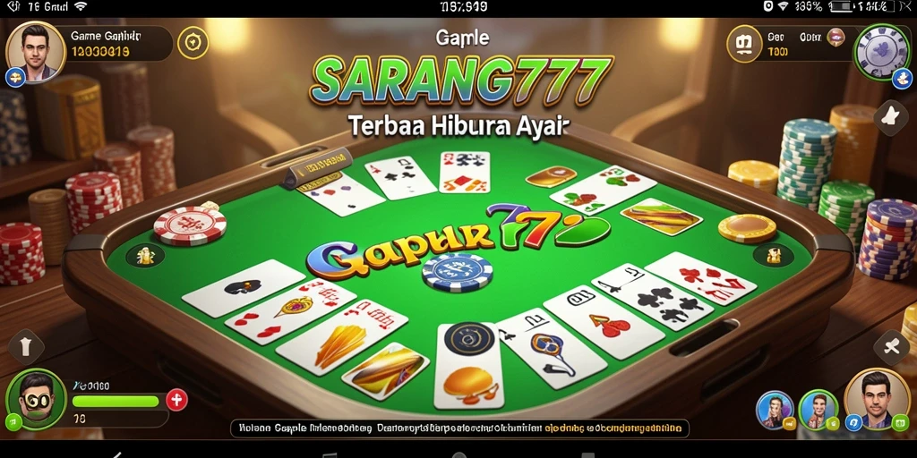 Screenshot SARANG777 menampilkan permainan Gaple yang seru dan interaktif.